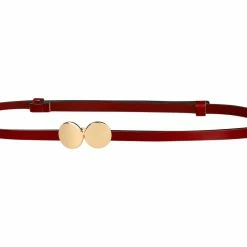 Allegra K Ladies Skinny Belts Round Golden Interlock Buckle Plus Size Belt For Dress Pants