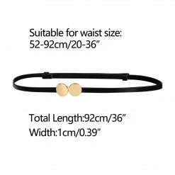 Allegra K Ladies Skinny Belts Round Golden Interlock Buckle Plus Size Belt For Dress Pants