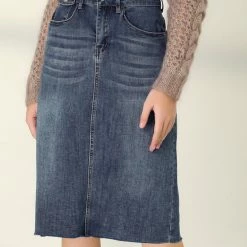 Allegra K Women's Casual Jean Skirt High Waisted Back Vent Short Denim Skirts