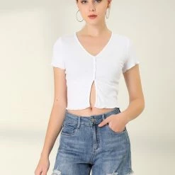 Allegra K Women's Denim Shorts Frade Frayed Hem Ripped Daisy Floral Summer Jeans