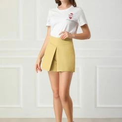 Allegra K Women's Casual Bow Tie High Waist Vintage Paper Bag Shorts