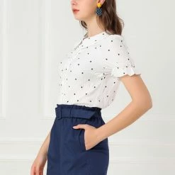 Allegra K Women's Bow Tie High Waist Casual Paper Bag Shorts