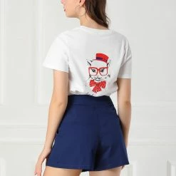 Allegra K Women's Casual Bow Tie High Waist Vintage Paper Bag Shorts