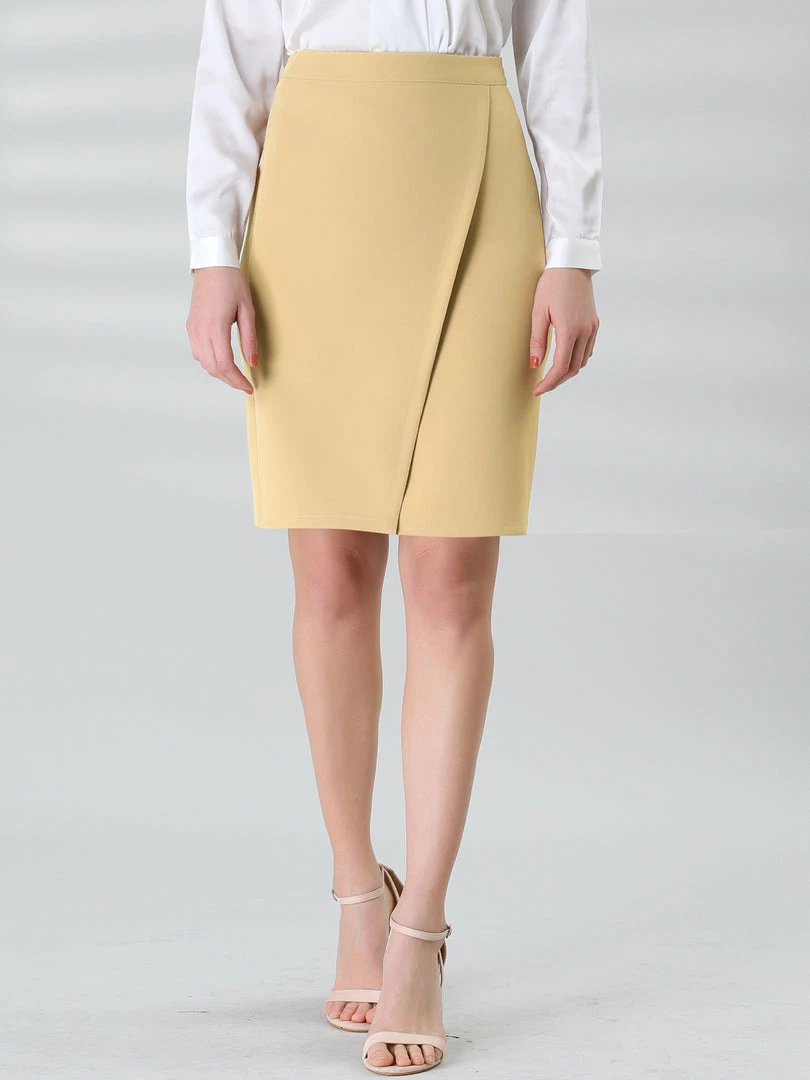 Allegra K Clothing Women's Office Work Solid Wrap Knee Length Pencil Skirt 5 Allegra K Clothing Women's Office Work Solid Wrap Knee Length Pencil Skirt