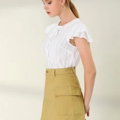 Allegra K Women's Cargo Pocket A-line Short Mini Utility Skirt