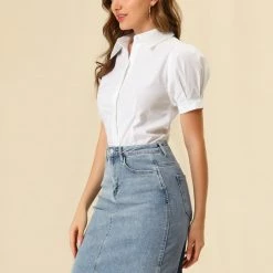 Allegra K Women's Basic Distressed High Waist Ripped Hem Washed Jeans Denim Skirt 13 Allegra K Women's Basic Distressed High Waist Ripped Hem Washed Jeans Denim Skirt