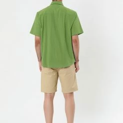 Allegra K Men's Summer Short Sleeves Button Down Solid Shirt With Pockets