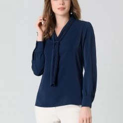 Allegra K Women's Elegant Work Office Blouse Long Sleeve Pleated Tie Neck Top Shirt 43 Allegra K Women's Elegant Work Office Blouse Long Sleeve Pleated Tie Neck Top Shirt