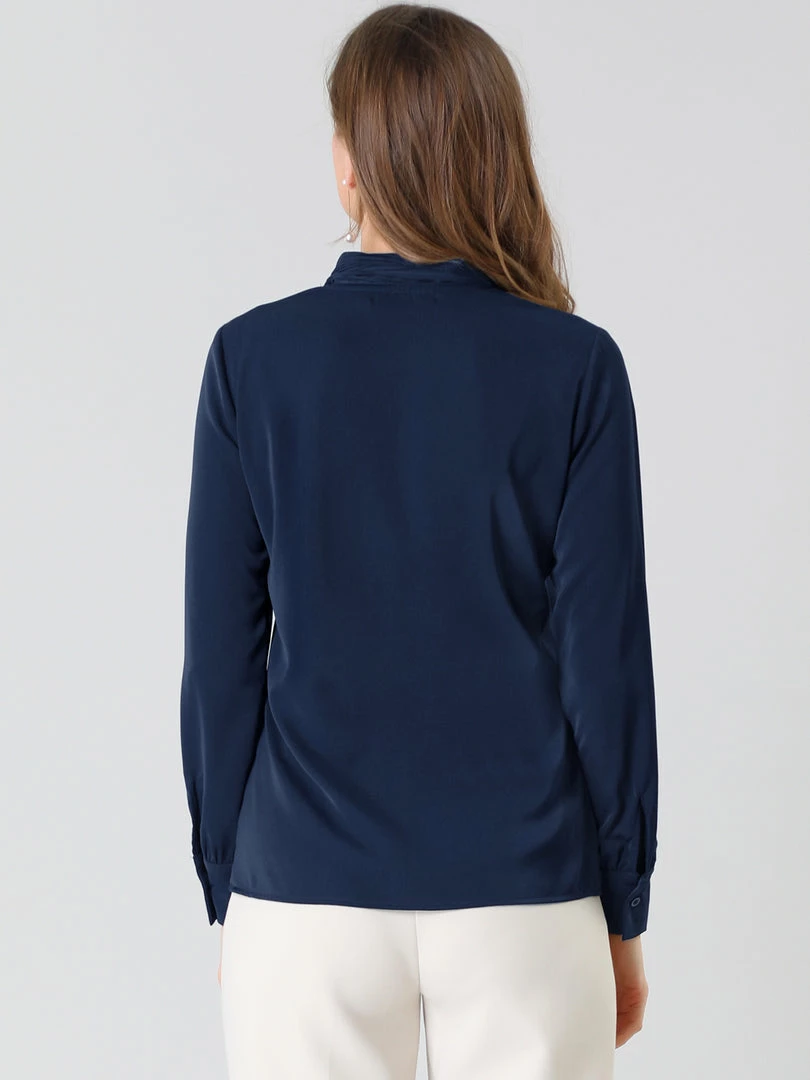 Allegra K Women's Elegant Work Office Blouse Long Sleeve Pleated Tie Neck Top Shirt 8 Allegra K Women's Elegant Work Office Blouse Long Sleeve Pleated Tie Neck Top Shirt