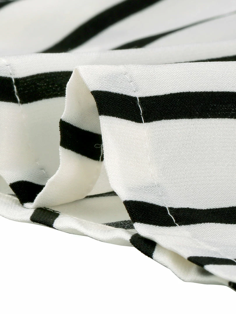 Allegra K Retro Striped Button Up Short Sleeve Tie Front Crop Shirt Women 9 Allegra K Retro Striped Button Up Short Sleeve Tie Front Crop Shirt Women