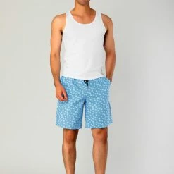 Allegra K Men's Summer Printed Shorts Drawstring Beach Pattern Pants Trunks
