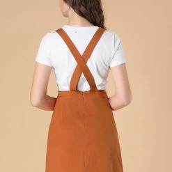 Allegra K Women's Adjustable Strap Above Knee Suspender Dress