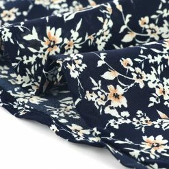 Allegra K Women's Stand Collar Bow Tie Floral Short Sleeve Work Shirt