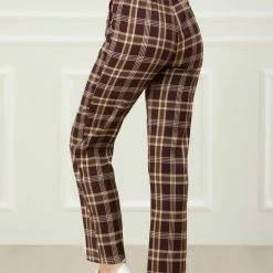 Allegra K Women's Plaid Trousers Pockets Straight Leg Pants 56 Allegra K Women's Plaid Trousers Pockets Straight Leg Pants