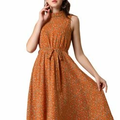 Allegra K Women's Sleeveless Knee Length Floral Dress