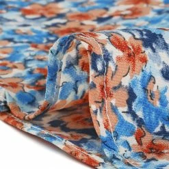 Allegra K Women's Casual Short Puff Sleeve Full Placket Ruffle Hem Floral Dress