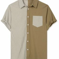 Allegra K Men's Short Sleeve Button Down Casual Summer Cotton Patchwork Print Shirt 46 Allegra K Men's Short Sleeve Button Down Casual Summer Cotton Patchwork Print Shirt