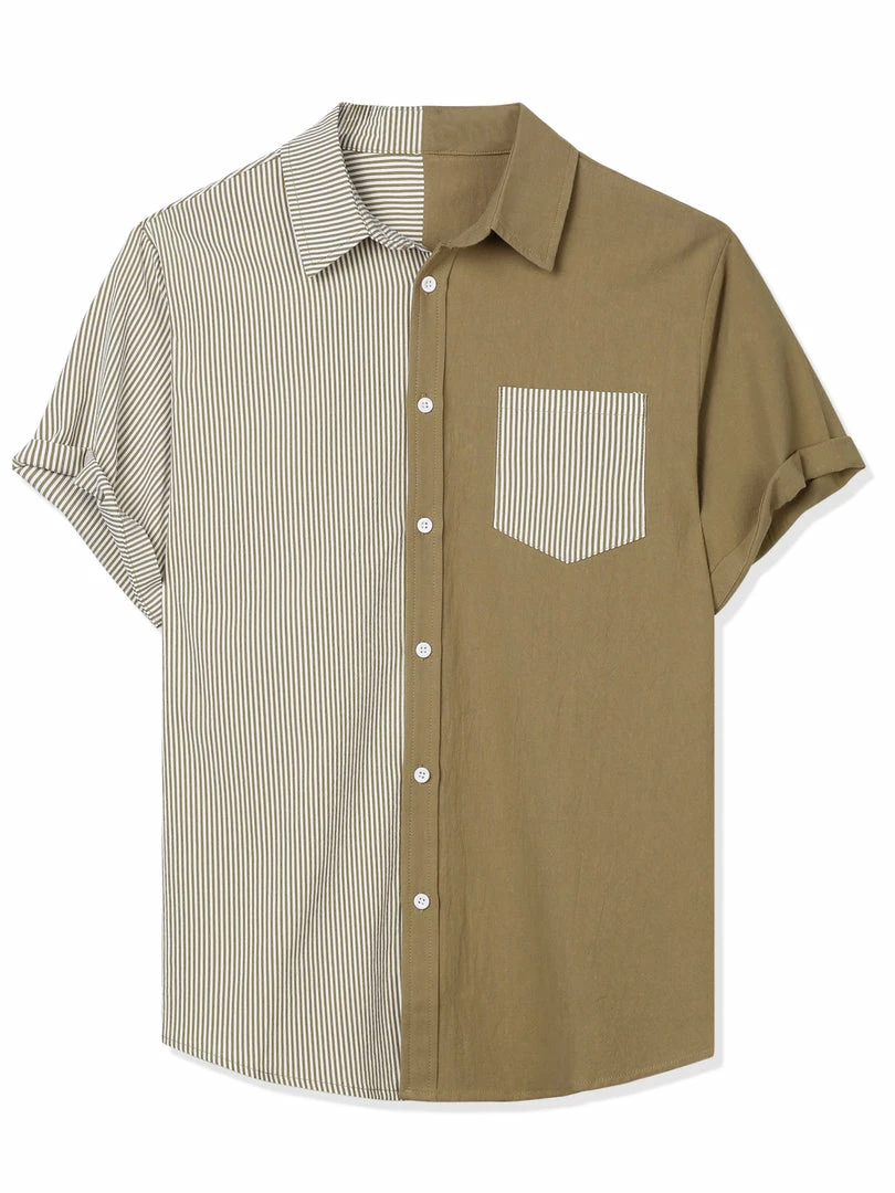 Allegra K Men's Short Sleeve Button Down Casual Summer Cotton Patchwork Print Shirt 22 Allegra K Men's Short Sleeve Button Down Casual Summer Cotton Patchwork Print Shirt