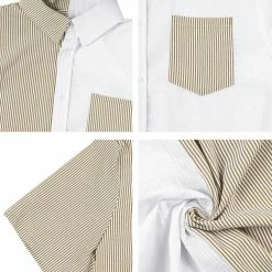 Allegra K Men's Short Sleeve Button Down Casual Summer Cotton Patchwork Print Shirt 39 Allegra K Men's Short Sleeve Button Down Casual Summer Cotton Patchwork Print Shirt