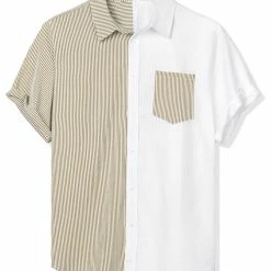 Allegra K Men's Short Sleeve Button Down Casual Summer Cotton Patchwork Print Shirt 34 Allegra K Men's Short Sleeve Button Down Casual Summer Cotton Patchwork Print Shirt