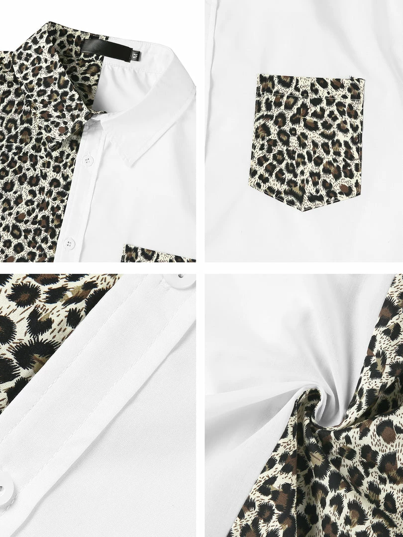 Allegra K Men's Short Sleeve Button Down Casual Summer Cotton Patchwork Print Shirt 9 Allegra K Men's Short Sleeve Button Down Casual Summer Cotton Patchwork Print Shirt