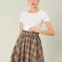 Allegra K Women's Tartan Plaid Button Decor Flare Skater Suspender Skirt 81 Allegra K Women's Tartan Plaid Button Decor Flare Skater Suspender Skirt