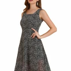 Allegra K Women's Sleeveless Casual Retro Summer Square Neck Print Chiffon Floral Dress 62 Allegra K Women's Sleeveless Casual Retro Summer Square Neck Print Chiffon Floral Dress