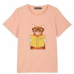 Allegra K Women's Summer Casual Short Sleeve Crew Neck Cartoon Cat Pet Print T-shirt