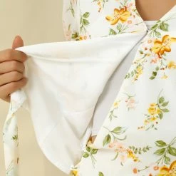 Allegra K Women's Wrap Peplum Top Tie Waist Ruffle Floral V Neck Belted Blouse