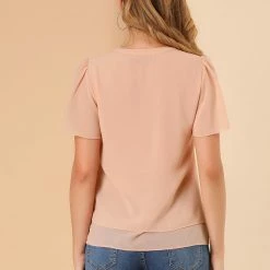 Allegra K Women's Chiffon Top Butterfly Sleeves Loose Casual Pintuck Blouse 14 Allegra K Women's Chiffon Top Butterfly Sleeves Loose Casual Pintuck Blouse