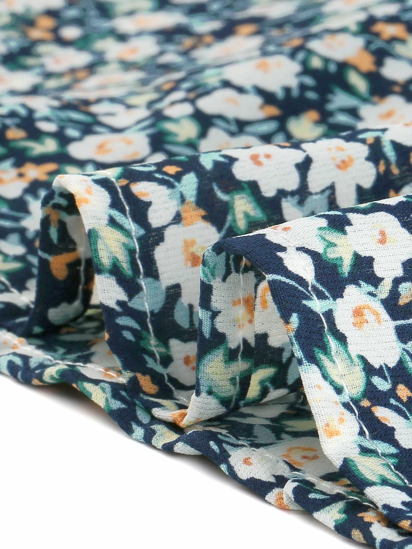 Allegra K Women's Sweetheart Neck Tie Cuff Button Up Dense Floral Blouse 9 Allegra K Women's Sweetheart Neck Tie Cuff Button Up Dense Floral Blouse