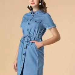 Allegra K Women's Jean Dress Chambray Summer Casual Button Down Denim Dresses 17 Allegra K Women's Jean Dress Chambray Summer Casual Button Down Denim Dresses