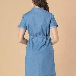 Allegra K Women's Jean Dress Chambray Summer Casual Button Down Denim Dresses 20 Allegra K Women's Jean Dress Chambray Summer Casual Button Down Denim Dresses
