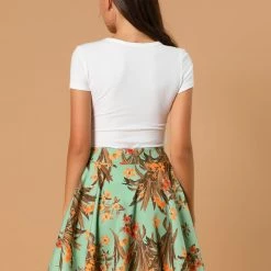 Allegra K Women's Floral A-Line High Waist Summer Lace Up Mini Skirts 14 Allegra K Women's Floral A-Line High Waist Summer Lace Up Mini Skirts