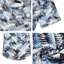 Allegra K Men's Printed Short Sleeves Slim Fit Summer Hawaiian T Shirt Tee