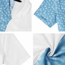 Allegra K Men's Printed Patchwork Short Sleeve Button Down Casual Summer Striped Shirt