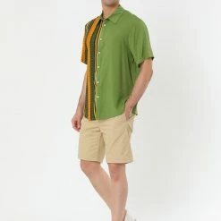 Allegra K Men's Irregular Geometric Color Block Patchwork Button Down Short Sleeve Striped Shirts 19 Allegra K Men's Irregular Geometric Color Block Patchwork Button Down Short Sleeve Striped Shirts