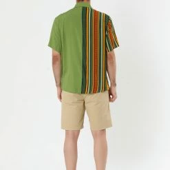 Allegra K Men's Irregular Geometric Color Block Patchwork Button Down Short Sleeve Striped Shirts 20 Allegra K Men's Irregular Geometric Color Block Patchwork Button Down Short Sleeve Striped Shirts