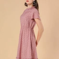 Allegra K Women's Summer Flare Sleeve Pintuck Decor Heart Print Ruffle Dress 13 Allegra K Women's Summer Flare Sleeve Pintuck Decor Heart Print Ruffle Dress