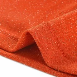 Women Allegra K Long Sleeve Crew Neck Cut Out Glitter Cross Crop Tops