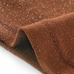 Women Allegra K Long Sleeve Crew Neck Cut Out Glitter Cross Crop Tops