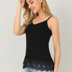 Allegra K Women's Spaghetti Strap Lace Camisole Layered Cami Top Extender