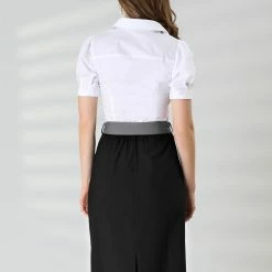 Allegra K Women's High Waisted Work Office Contrast Color Belted Midi Skirt