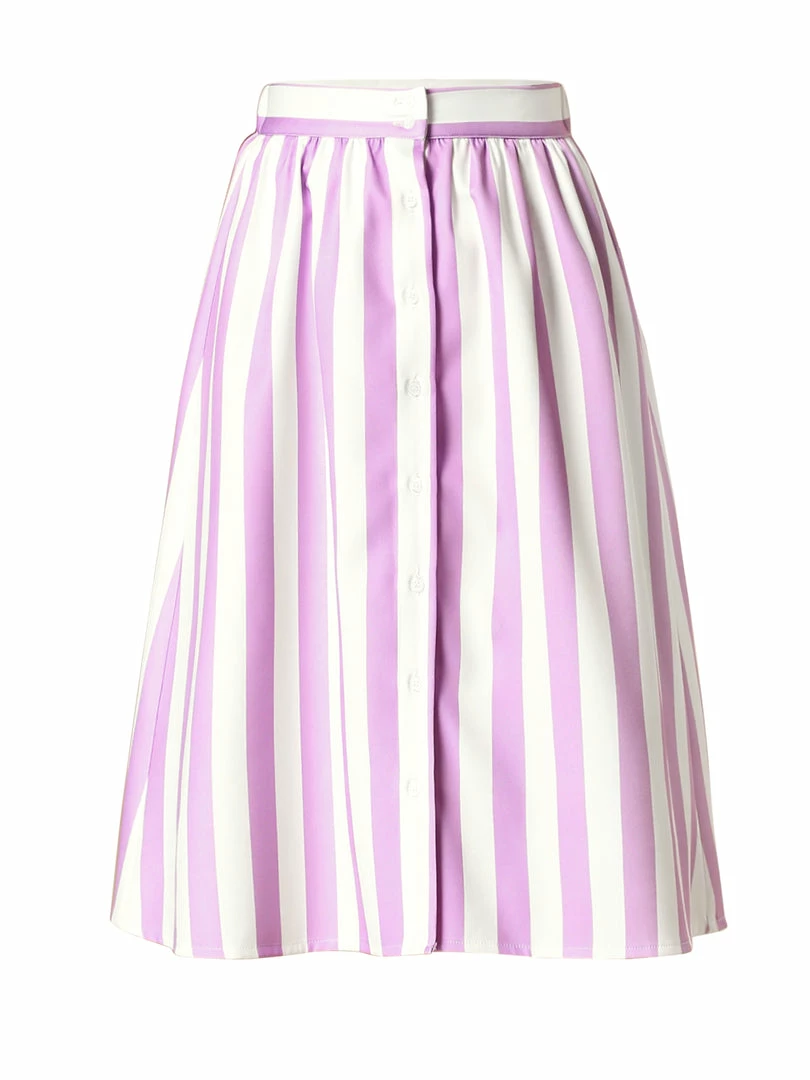 Allegra K Women's Stripes Button Front Elastic Back A Line Midi Skirt 27 Allegra K Women's Stripes Button Front Elastic Back A Line Midi Skirt
