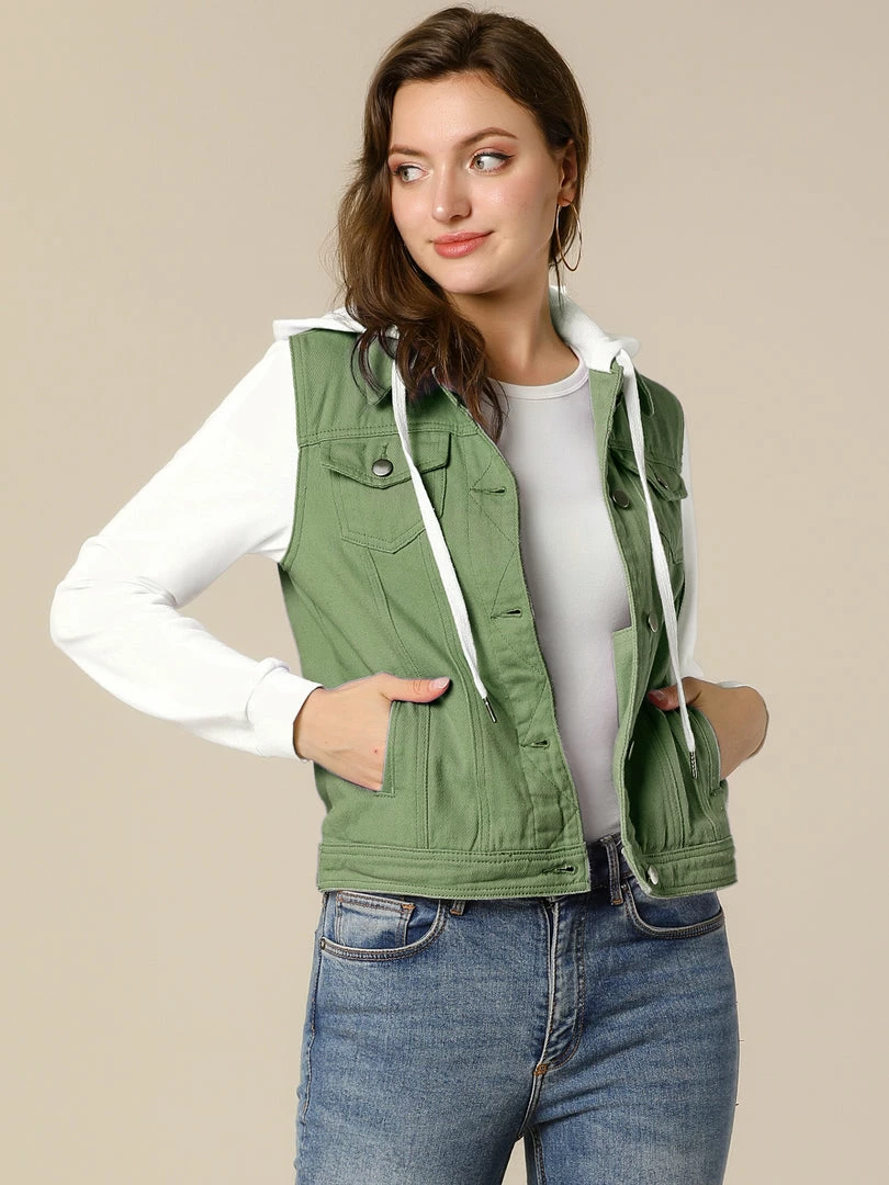 Women Allegra K Washed Denim Jacket With A Hood And Sleeves In Sweatshirt Fabric 17 Women Allegra K Washed Denim Jacket With A Hood And Sleeves In Sweatshirt Fabric