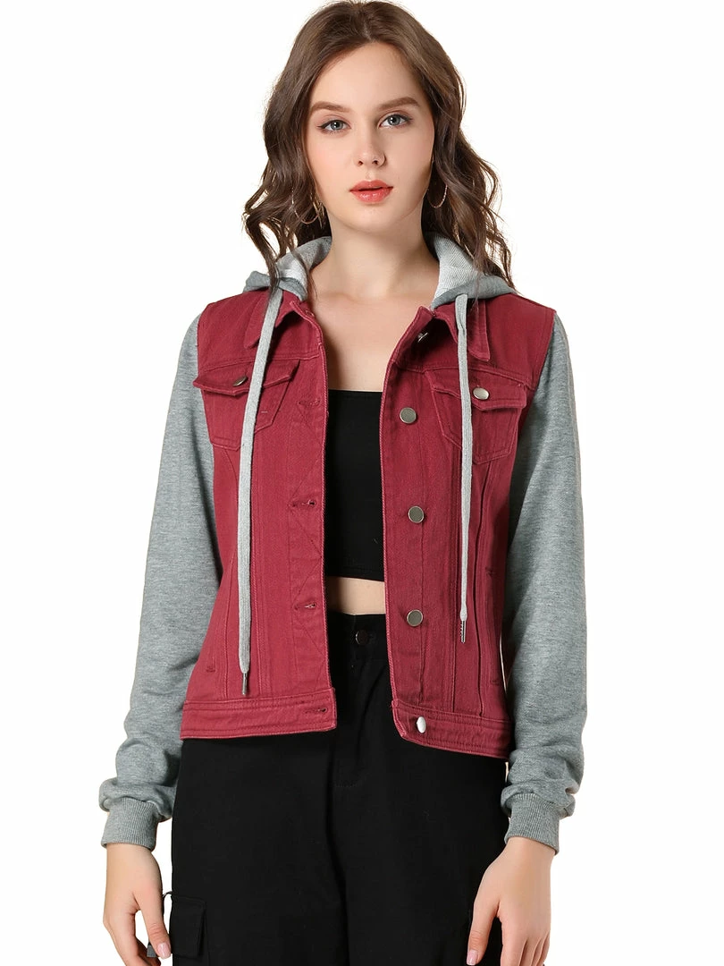 Women Allegra K Washed Denim Jacket With A Hood And Sleeves In Sweatshirt Fabric 9 Women Allegra K Washed Denim Jacket With A Hood And Sleeves In Sweatshirt Fabric