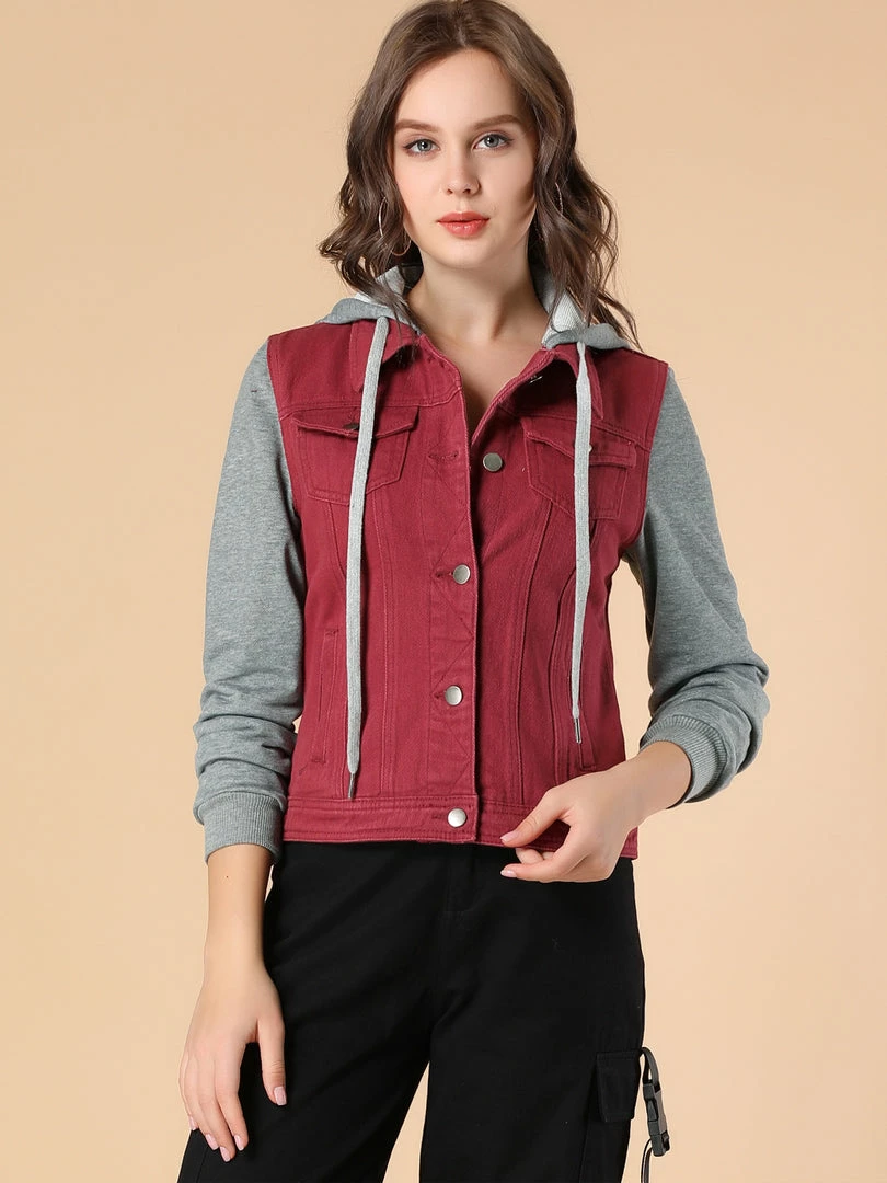 Women Allegra K Washed Denim Jacket With A Hood And Sleeves In Sweatshirt Fabric 10 Women Allegra K Washed Denim Jacket With A Hood And Sleeves In Sweatshirt Fabric