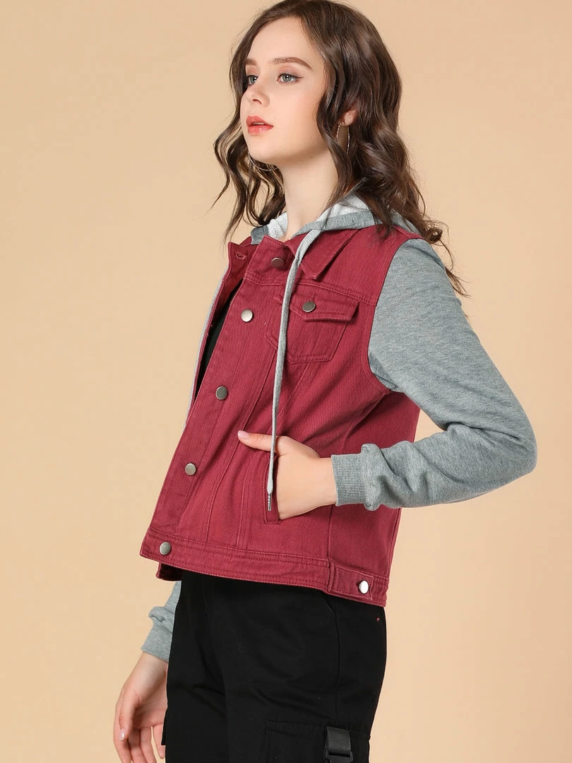 Women Allegra K Washed Denim Jacket With A Hood And Sleeves In Sweatshirt Fabric 11 Women Allegra K Washed Denim Jacket With A Hood And Sleeves In Sweatshirt Fabric