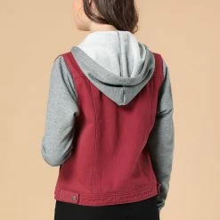 Women Allegra K Washed Denim Jacket With A Hood And Sleeves In Sweatshirt Fabric 60 Women Allegra K Washed Denim Jacket With A Hood And Sleeves In Sweatshirt Fabric