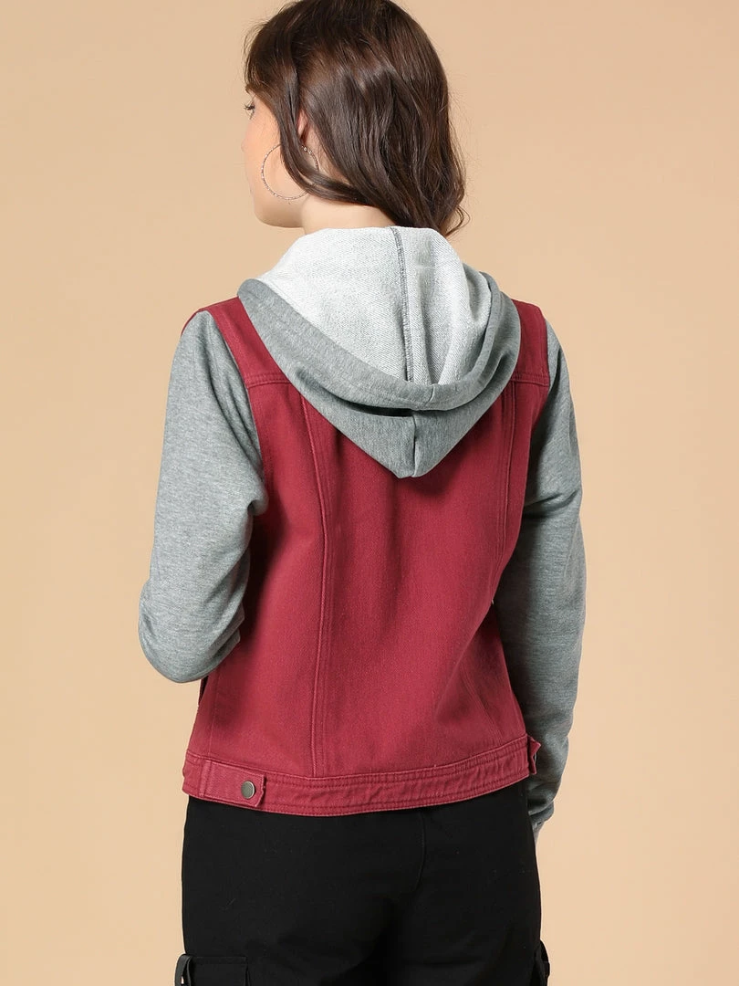 Women Allegra K Washed Denim Jacket With A Hood And Sleeves In Sweatshirt Fabric 12 Women Allegra K Washed Denim Jacket With A Hood And Sleeves In Sweatshirt Fabric